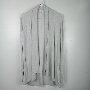 Athleta Women's Cardigan Sweater Small Gray Pranayama Wrap Thumb Holes Modal Gym